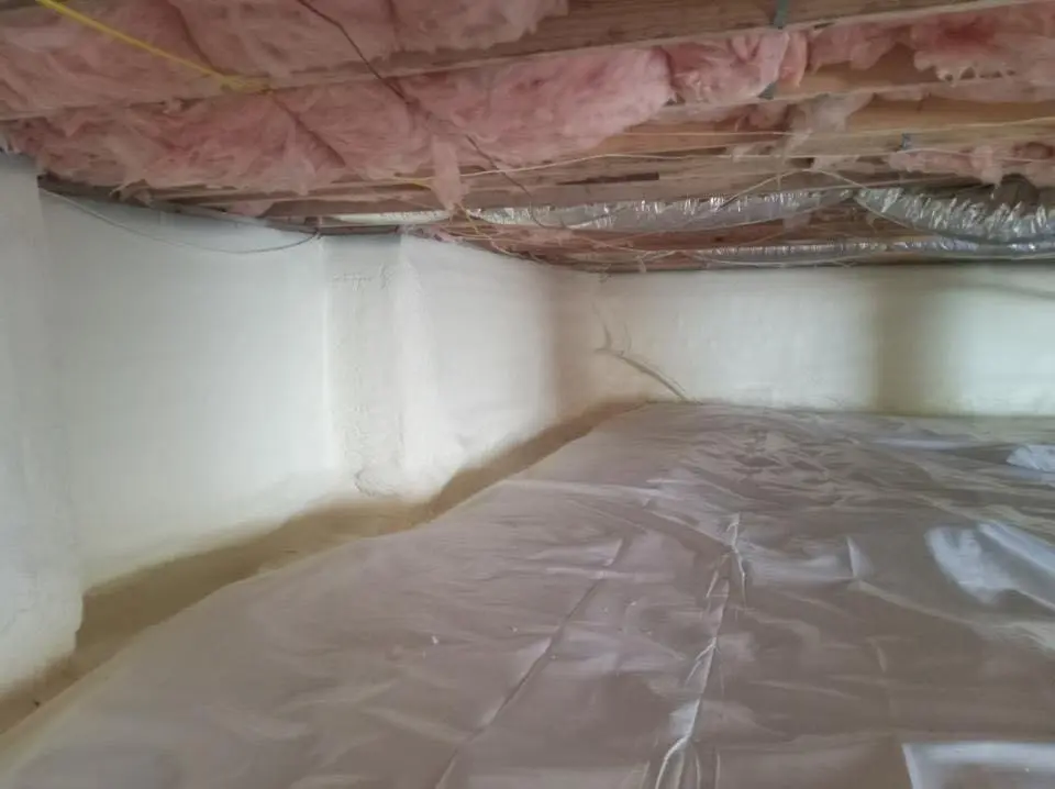 Crawl space encapsulation with closed-cell spray foam for Roof Leak Repair in Montgomery Village